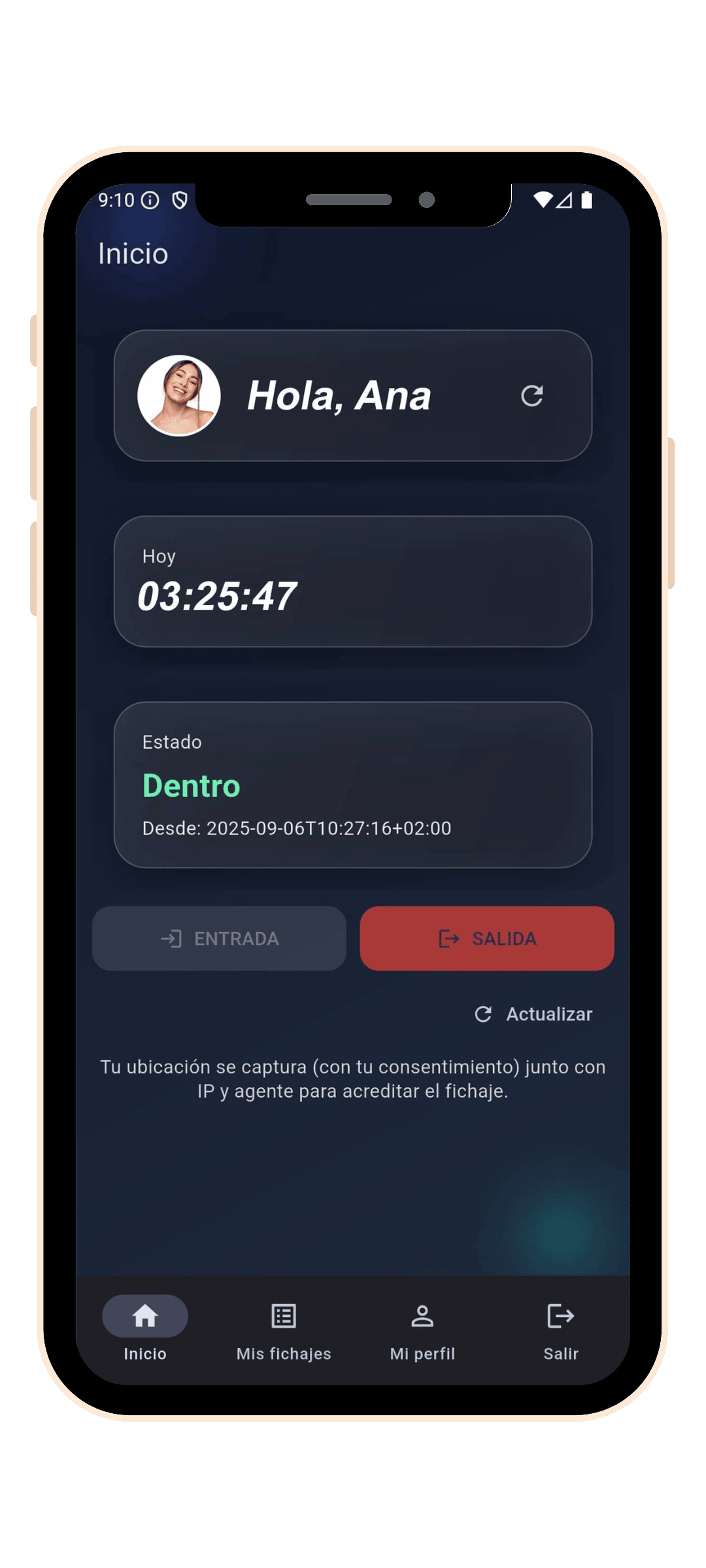 control fichaje horario
