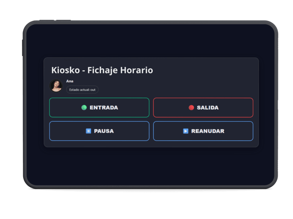 modo kiosko control horario