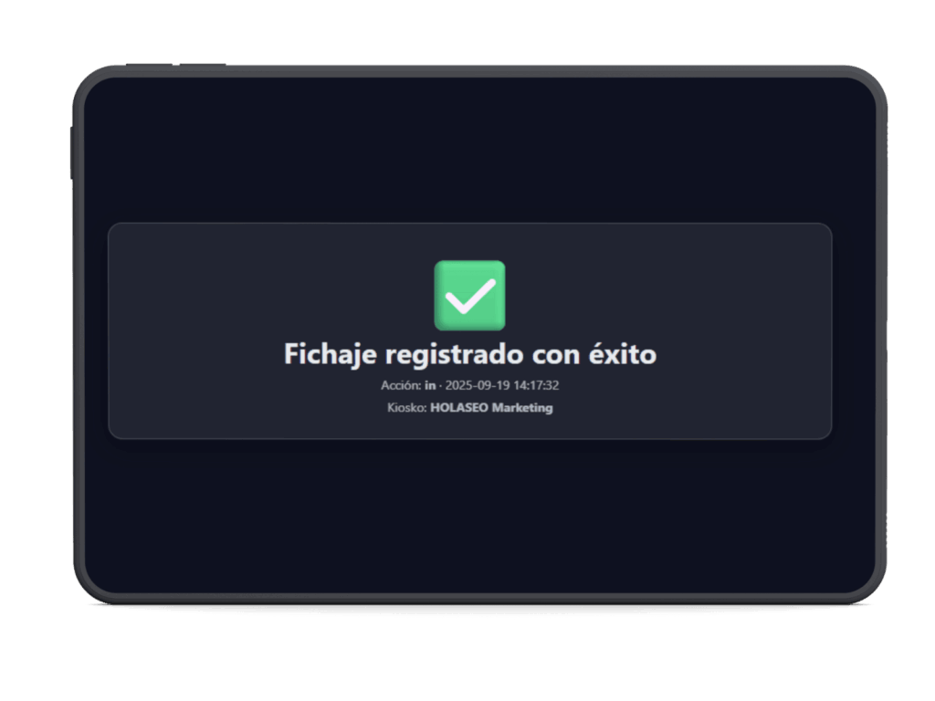 modo kiosko fichaje horario empleados